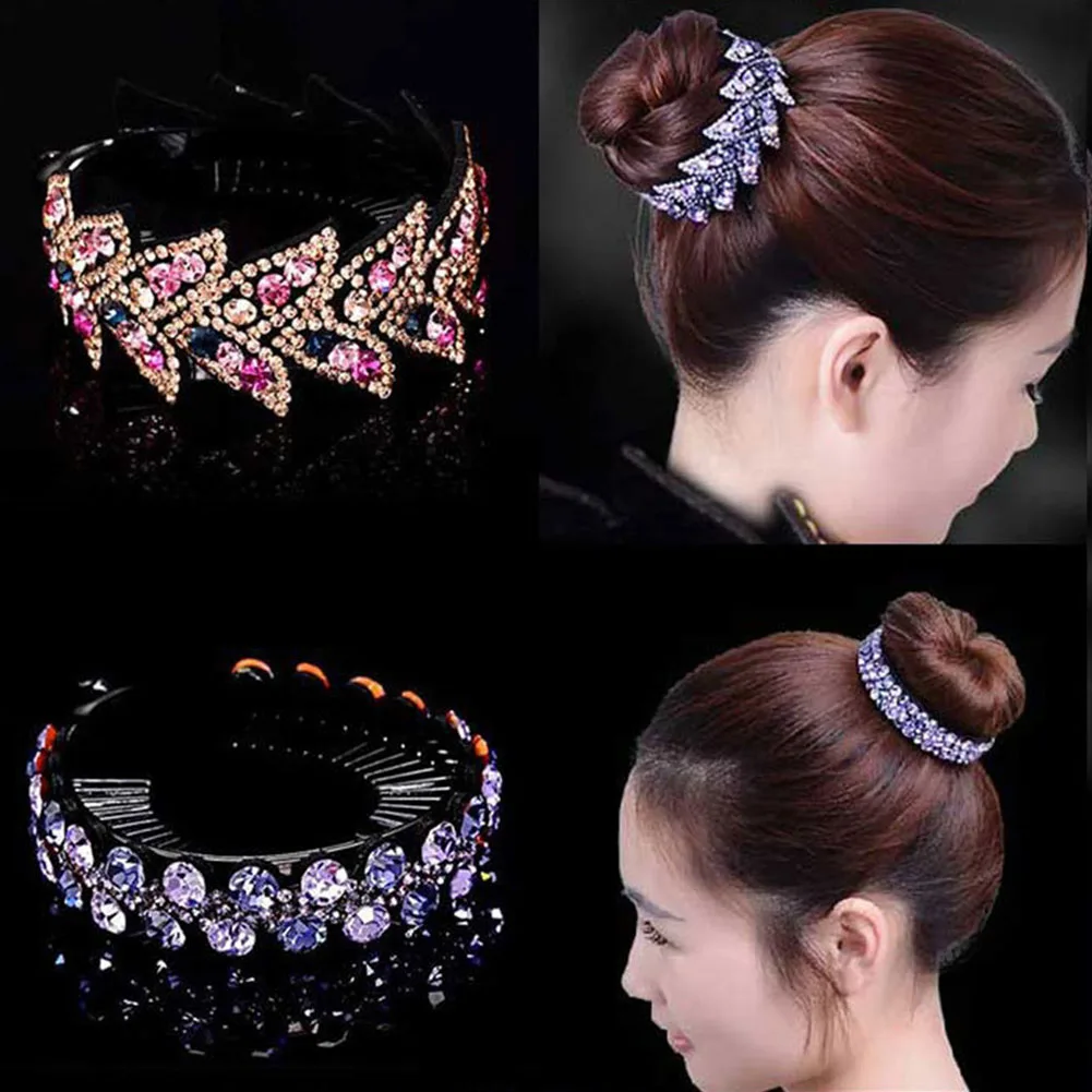 Hair Bun Maker Holder Colorful Rhinestone Bird Nest Hair Comb Clamps Secure Grip Clip Closure Non-Slip Leaves Shape NIN668
Hair Bun Maker Holder Colorful Rhinestone Bird Nest Hair Comb Clamps Secure Grip Clip Closure Non-Slip Leaves Shape NIN668