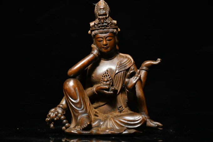 5"Chinese Folk Collection Boxwood six arm Guanyin Bodhisattva Sitting Buddha worship buddha Town house Exorcism
5"Chinese Folk Collection Boxwood six arm Guanyin Bodhisattva Sitting Buddha worship buddha Town house Exorcism