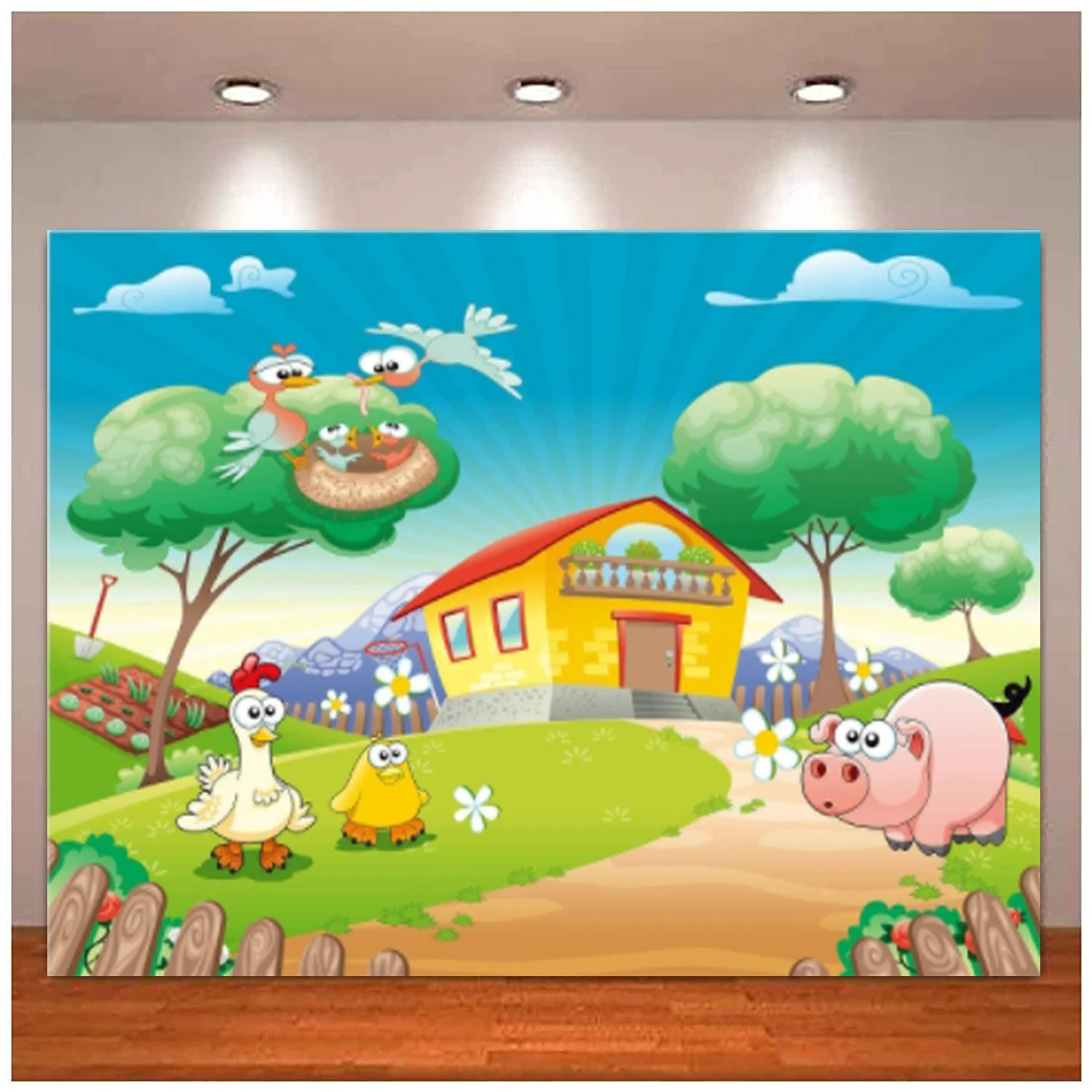 

Village Farm Photography Backdrop For Pig Chicken Animals Background Baby Shower Children Birthday Party Banner Decor