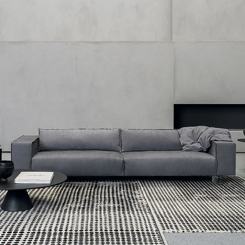 Italian minimalist leather sofa with cowhide Baxter tofu block on the top layer. The sofa is directly arranged for two or three
Italian minimalist leather sofa with cowhide Baxter tofu block on the top layer. The sofa is directly arranged for two or three