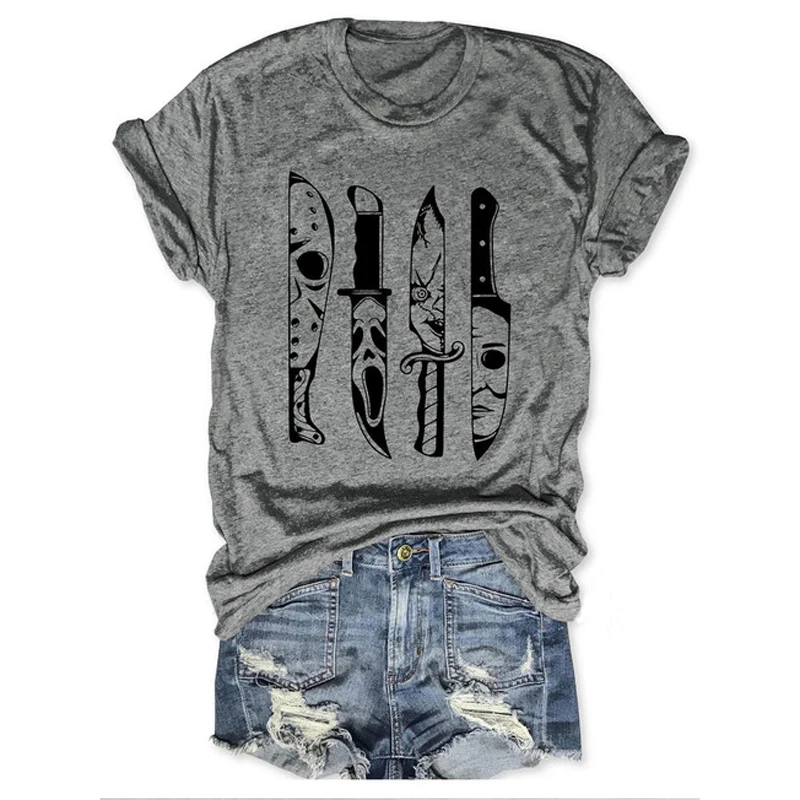 Rheaclot Halloween Horror Movie Characters In Knives Women's Casual Cotton Graphic O-Neck Top T-shirt
Rheaclot Halloween Horror Movie Characters In Knives Women's Casual Cotton Graphic O-Neck Top T-shirt