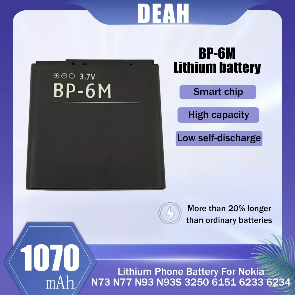 1-20PCS 1070mAh BP-6M BP 6M BP6M Replacement Lithium Battery For Nokia 6233 6280 6288 9300 N73 N93 3250 6290 Phone Batteries
1-20PCS 1070mAh BP-6M BP 6M BP6M Replacement Lithium Battery For Nokia 6233 6280 6288 9300 N73 N93 3250 6290 Phone Batteries
