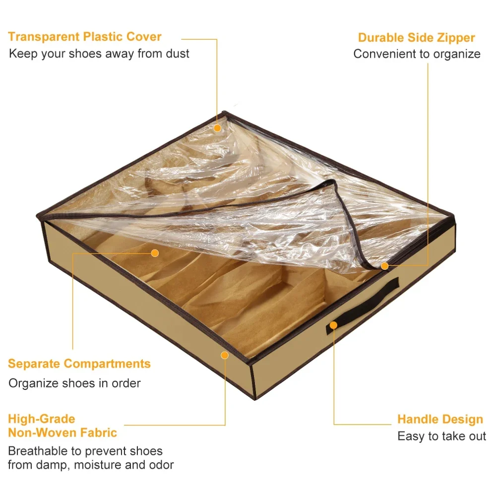 popular12 Cells Under Bed Shoes Organizer Shoes Container Box Holder with Front Zipper Clear Cover
popular12 Cells Under Bed Shoes Organizer Shoes Container Box Holder with Front Zipper Clear Cover