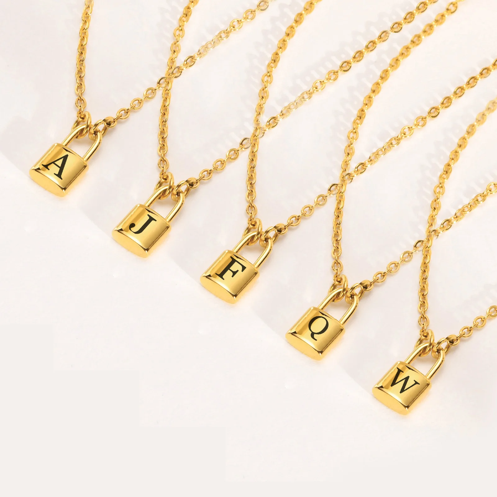 Women's Trendy Stainless Steel Chain Necklaces,Gold Color Charm Lock Letter Laser Pendants Necklace, Fashion Jewelry Gift To Her
Women's Trendy Stainless Steel Chain Necklaces,Gold Color Charm Lock Letter Laser Pendants Necklace, Fashion Jewelry Gift To Her