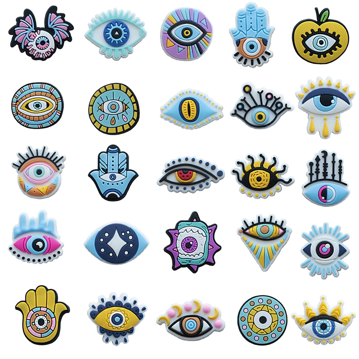 New Arrival 1Pcs Cute Evil Eyes Shoe Charms for Crocs Decoration Bracelet Wristband DIY Accessories Kids Man Women Party Gifts
New Arrival 1Pcs Cute Evil Eyes Shoe Charms for Crocs Decoration Bracelet Wristband DIY Accessories Kids Man Women Party Gifts