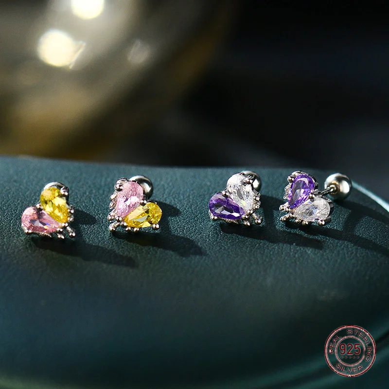 925 Sterling Silver Color Matching Lava Heart Stud Earrings for Women INS Sweet Cool Love Zircon Earring Friends Party Jewelry
925 Sterling Silver Color Matching Lava Heart Stud Earrings for Women INS Sweet Cool Love Zircon Earring Friends Party Jewelry