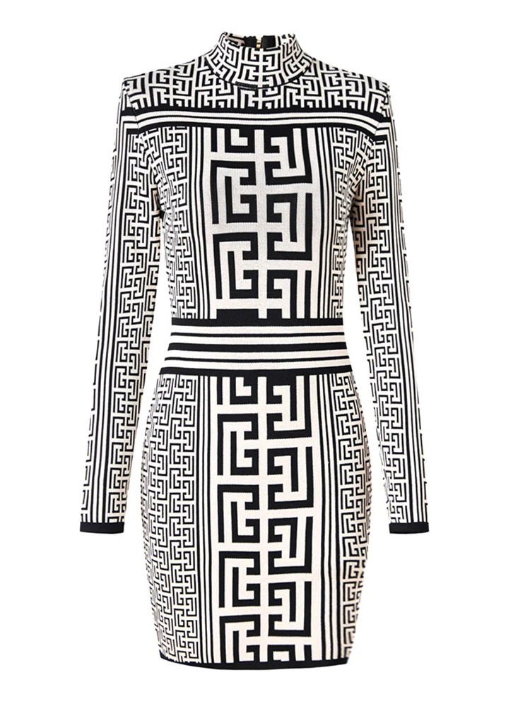 2023 Fall And Winter New Striped Geometric Pattern Small Standing Collar Long Sleeve Curved Bead Knit Dress
2023 Fall And Winter New Striped Geometric Pattern Small Standing Collar Long Sleeve Curved Bead Knit Dress