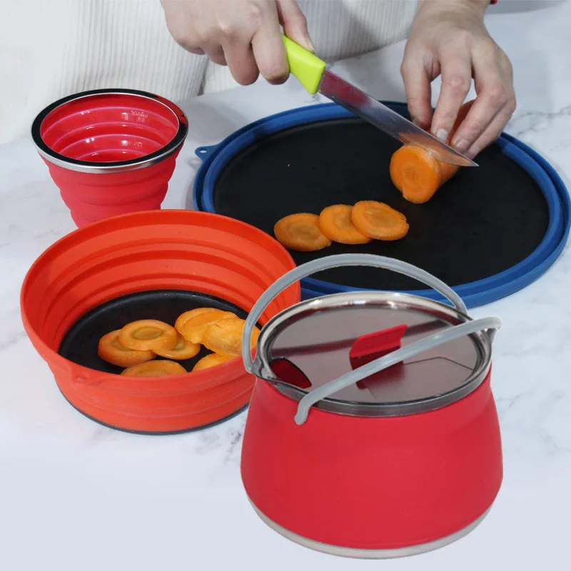 Outdoor folding kettle camping dinner set camping portable cooker silica gel bowl coffee cup camping equipment
Outdoor folding kettle camping dinner set camping portable cooker silica gel bowl coffee cup camping equipment