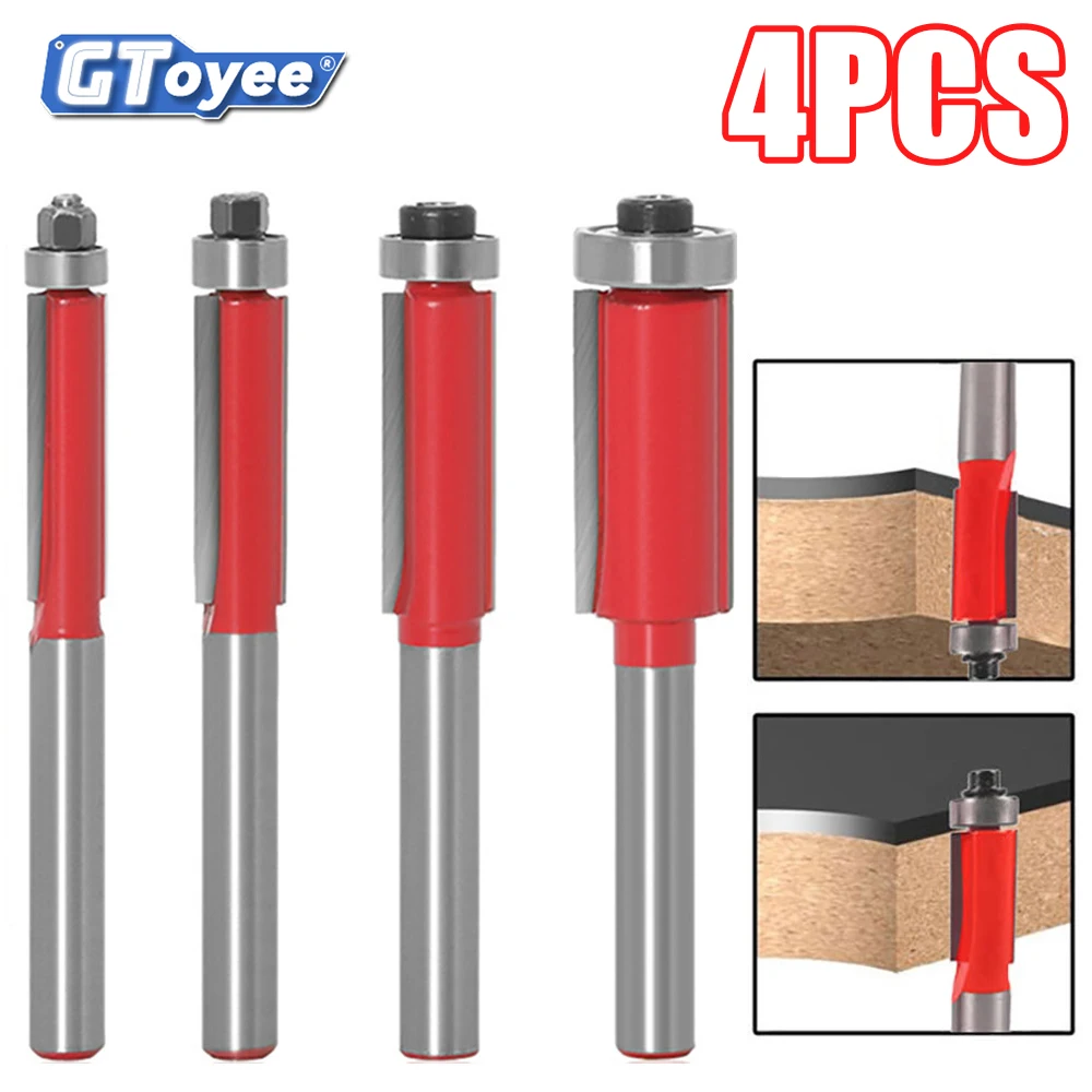 4Pcs 6mm Shank 1/4" Embedded Trimming Cutter With Wood Straight Bearing Tungsten Carbide Carving Milling Cutter Woodworking Tool
4Pcs 6mm Shank 1/4" Embedded Trimming Cutter With Wood Straight Bearing Tungsten Carbide Carving Milling Cutter Woodworking Tool