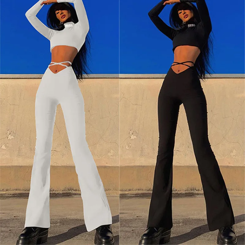 Spring Snd Summer Women's Thin Waist Exposed Navel Cross Strap Flared Casual Pants European And American Style Women's Pants
Spring Snd Summer Women's Thin Waist Exposed Navel Cross Strap Flared Casual Pants European And American Style Women's Pants