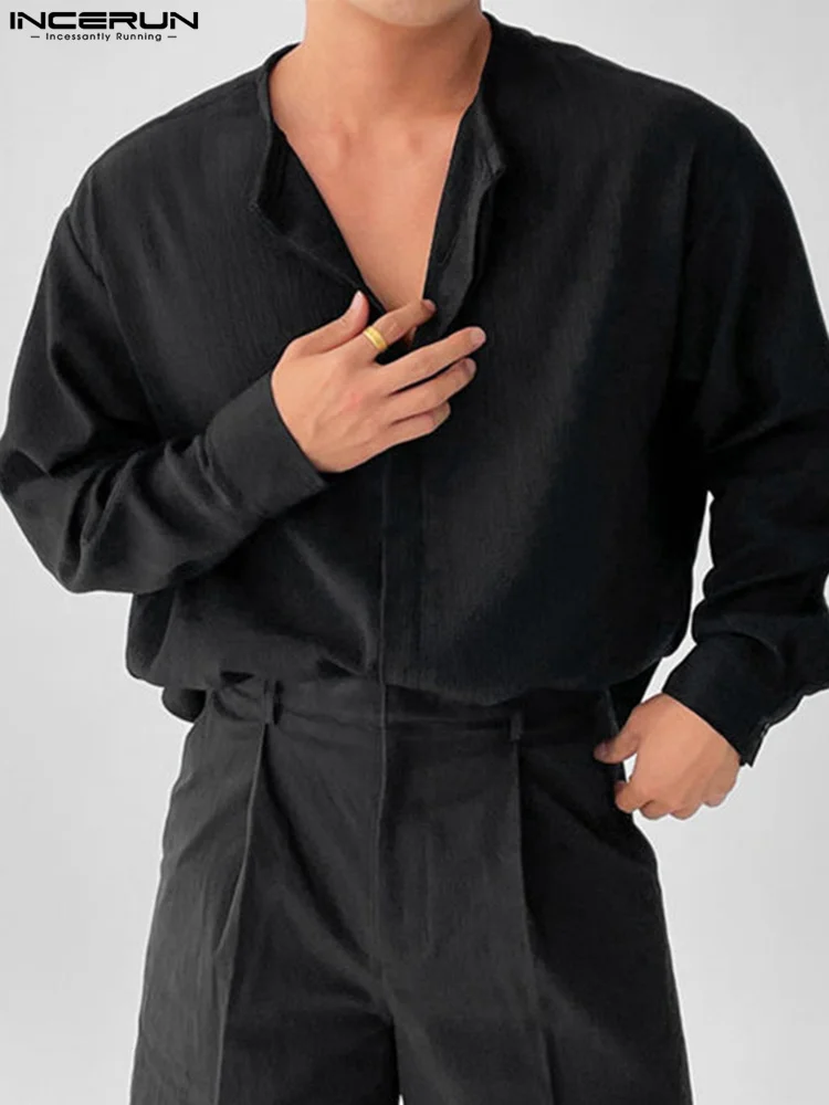 Fashion Casual Style Tops INCERUN Handsome Men's Solid Collarless Blouse Stylish Male All-match Pleated Long Sleeve Shirts S-5XL
Fashion Casual Style Tops INCERUN Handsome Men's Solid Collarless Blouse Stylish Male All-match Pleated Long Sleeve Shirts S-5XL