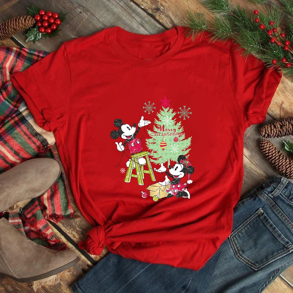 Mickey and Freinds Christmas Party Printed T-shirts Women Funny Dsiney Style Red Xmas Ropa Mujer Short Sleeve Casual Tops Tee
Mickey and Freinds Christmas Party Printed T-shirts Women Funny Dsiney Style Red Xmas Ropa Mujer Short Sleeve Casual Tops Tee