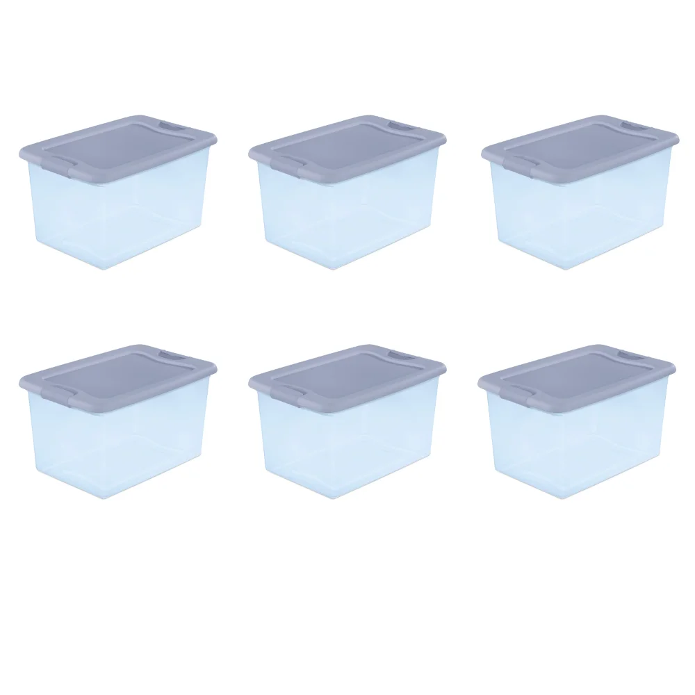 

64 Qt. Latching Box Plastic,Strong and Durable ,3.844 Lb, Set of 6,23.75 X 16.00 X 13.50 Inches