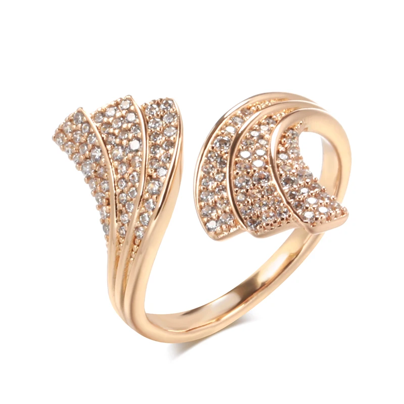 Kinel New 585 Rose Gold Metal Open Ring for Women Micro Wax Inlay Natural Zircon Ring Modern Party Fashion Jewelry 2022
Kinel New 585 Rose Gold Metal Open Ring for Women Micro Wax Inlay Natural Zircon Ring Modern Party Fashion Jewelry 2022