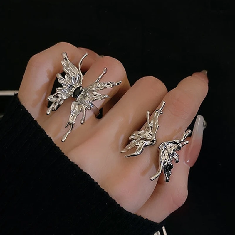 Punk Mutations Liquid Butterfly Rings for Women Girl Silver Color Cool Hiphop Metal Couple Open Ring Fashion Aesthetic Jewelry
Punk Mutations Liquid Butterfly Rings for Women Girl Silver Color Cool Hiphop Metal Couple Open Ring Fashion Aesthetic Jewelry