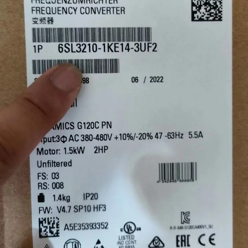 SIEMENS SINAMICS G120C RATED POWER Compact Converters 6SL3210-1KE14-3UF2 6SL3210-1KE14-3AP2
SIEMENS SINAMICS G120C RATED POWER Compact Converters 6SL3210-1KE14-3UF2 6SL3210-1KE14-3AP2