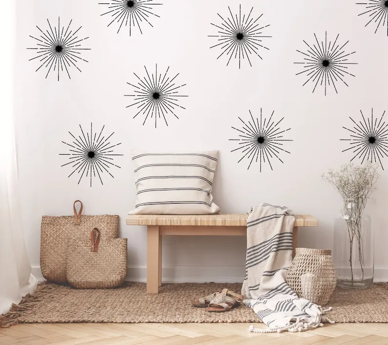 Starburst Wall Decals, Boho Sunburst Wall Decal, Kids Room Wall Art, Sunshine Wall Stickers, Playroom Decor
Starburst Wall Decals, Boho Sunburst Wall Decal, Kids Room Wall Art, Sunshine Wall Stickers, Playroom Decor