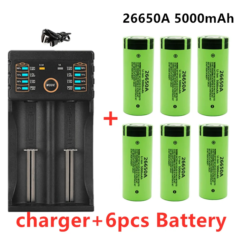 Original high quality 26650 battery 5000mAh 3.7V 50A lithium ion rechargeable battery for 26650A LED flashlight+charger
Original high quality 26650 battery 5000mAh 3.7V 50A lithium ion rechargeable battery for 26650A LED flashlight+charger
