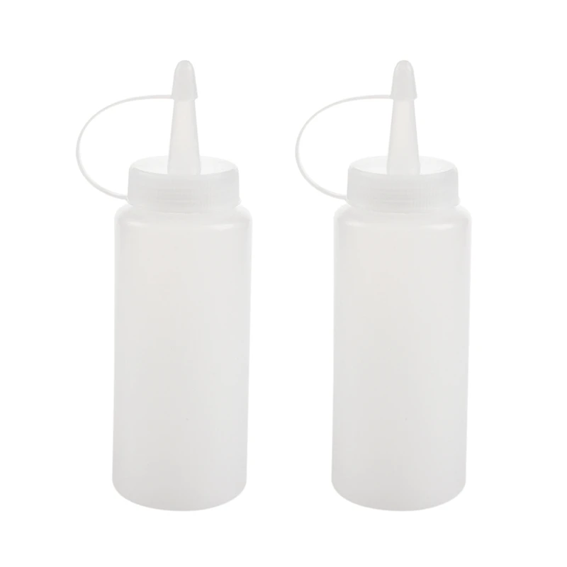2X Plastic Squeeze Bottle Condiment Dispenser Ketchup Mustard Sauce Clear White 6Oz 
2X Plastic Squeeze Bottle Condiment Dispenser Ketchup Mustard Sauce Clear White 6Oz