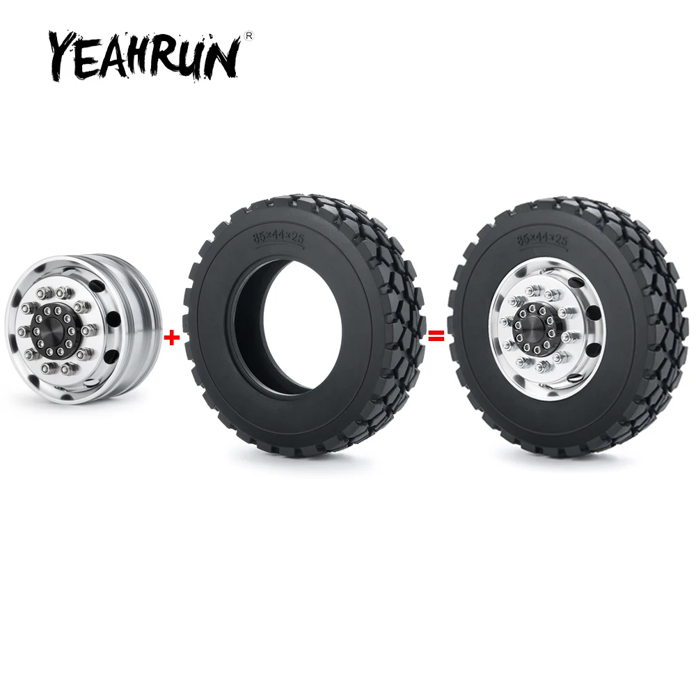 YEAHRUN CNC Metal Alloy Front Wheel Hub Rims with 25mm Rubber Tires Set for Tamiya 1/14 RC Trailer Tractor Truck 6x6 8x8 Parts
YEAHRUN CNC Metal Alloy Front Wheel Hub Rims with 25mm Rubber Tires Set for Tamiya 1/14 RC Trailer Tractor Truck 6x6 8x8 Parts