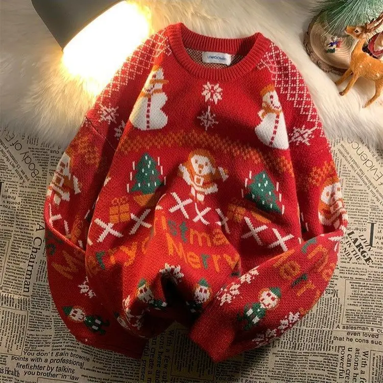 Christmas Sweater Women Loose Outer Wear Autumn and Winter Tide Brand New Men and Women All-match Casual Lazy Knit Sweater
Christmas Sweater Women Loose Outer Wear Autumn and Winter Tide Brand New Men and Women All-match Casual Lazy Knit Sweater