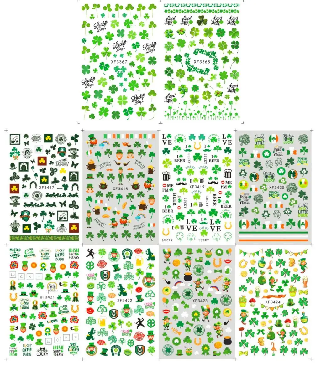 Shipping Today 5pcs Green clover Irish styleNail Stickers Designs Gummed 3D Nail Art Stickers Decals Makep Art Decorations
Shipping Today 5pcs Green clover Irish styleNail Stickers Designs Gummed 3D Nail Art Stickers Decals Makep Art Decorations