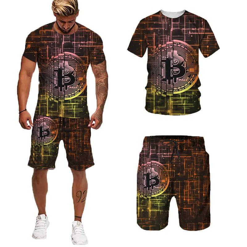 Summer 3D Print Men's T-shirt Sets Fashion Short Sleeve Top Men Sportwear Bitcoin Graphic Tee + Shorts Casual Cool Male Suit
Summer 3D Print Men's T-shirt Sets Fashion Short Sleeve Top Men Sportwear Bitcoin Graphic Tee + Shorts Casual Cool Male Suit