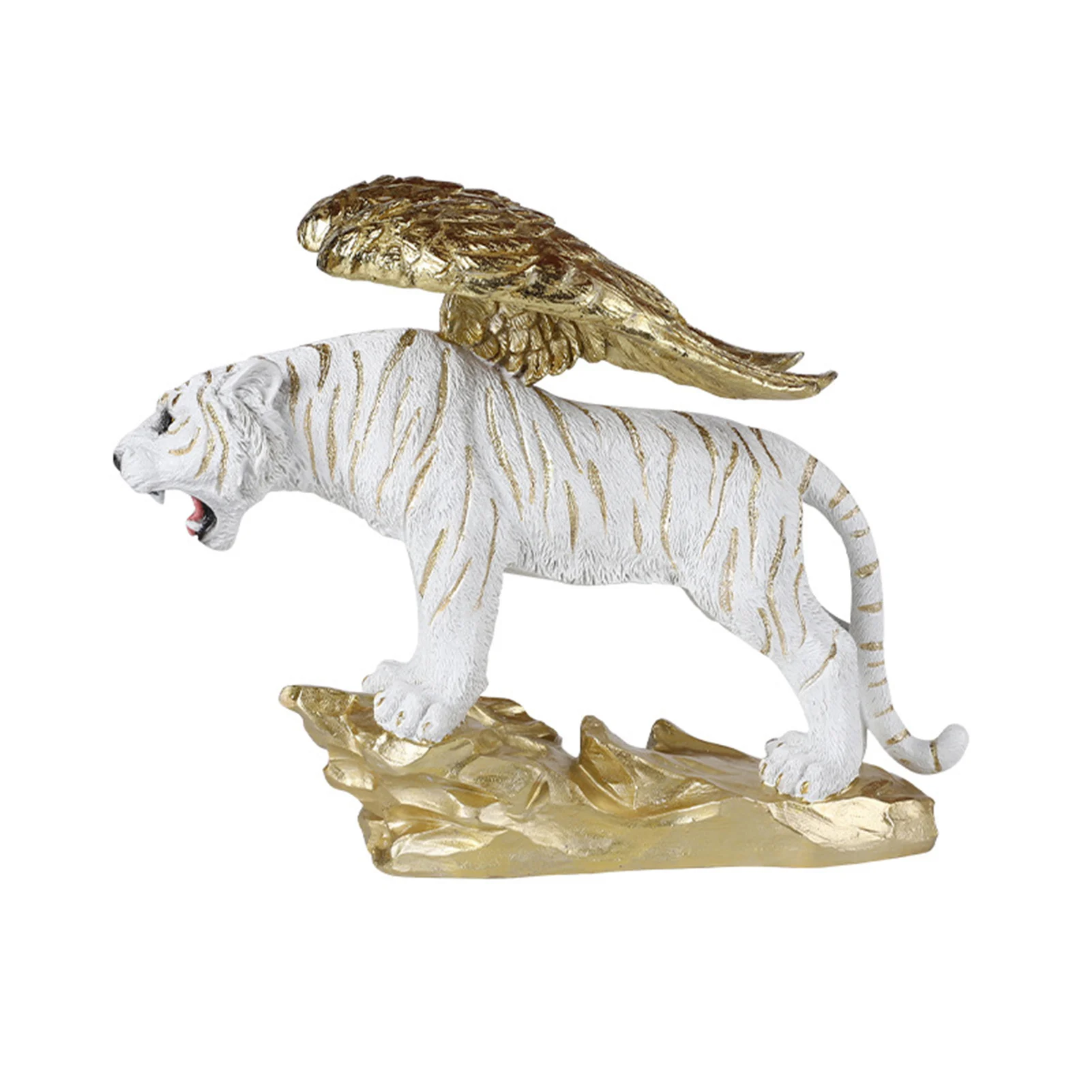 

Статуя золотого китайского зодиака тигра 2022 года, фигурка тигра с крылом, яркая полимерная скульптура льва, декор для стола на удачу