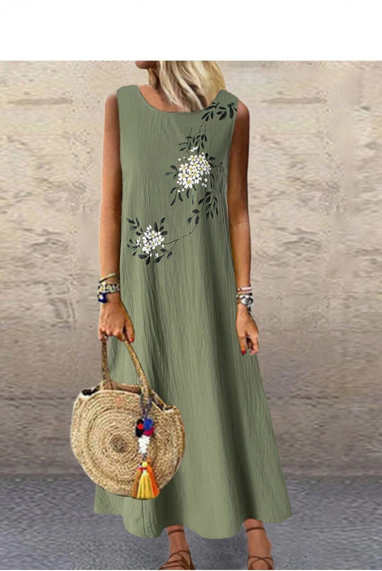 2022 European and American women's fashion Sleeveless casual printed circular collar sleeveless long casual dress
2022 European and American women's fashion Sleeveless casual printed circular collar sleeveless long casual dress