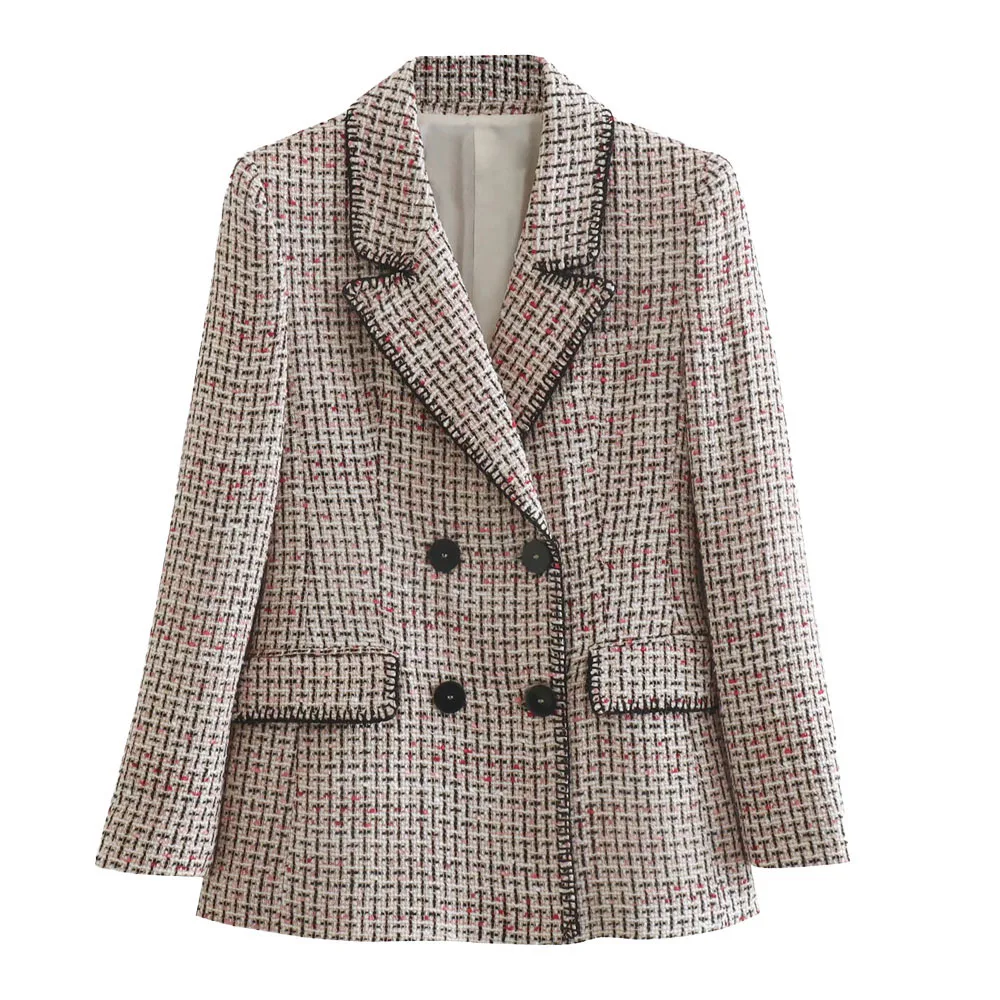 2022 New spring women's jacket Double Breasted Tweed Check Blazer Coat Vintage Long Sleeve Pockets Female Outerwear Chic
2022 New spring women's jacket Double Breasted Tweed Check Blazer Coat Vintage Long Sleeve Pockets Female Outerwear Chic