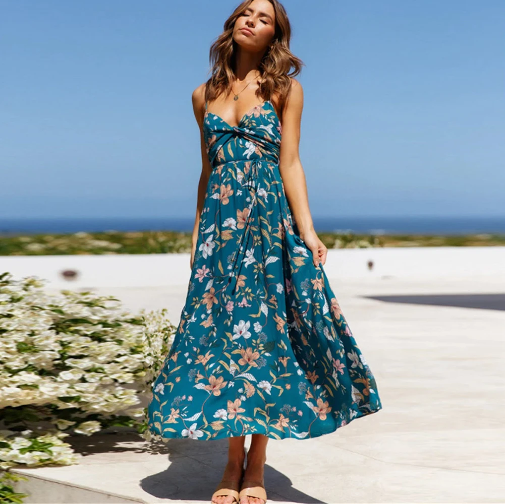 Sexy V Neck Floral Print Beach Dresses Fashion High Waist Slim Boho Dress For Women Summer Sleeveless Backless Swing Midi Dress
Sexy V Neck Floral Print Beach Dresses Fashion High Waist Slim Boho Dress For Women Summer Sleeveless Backless Swing Midi Dress