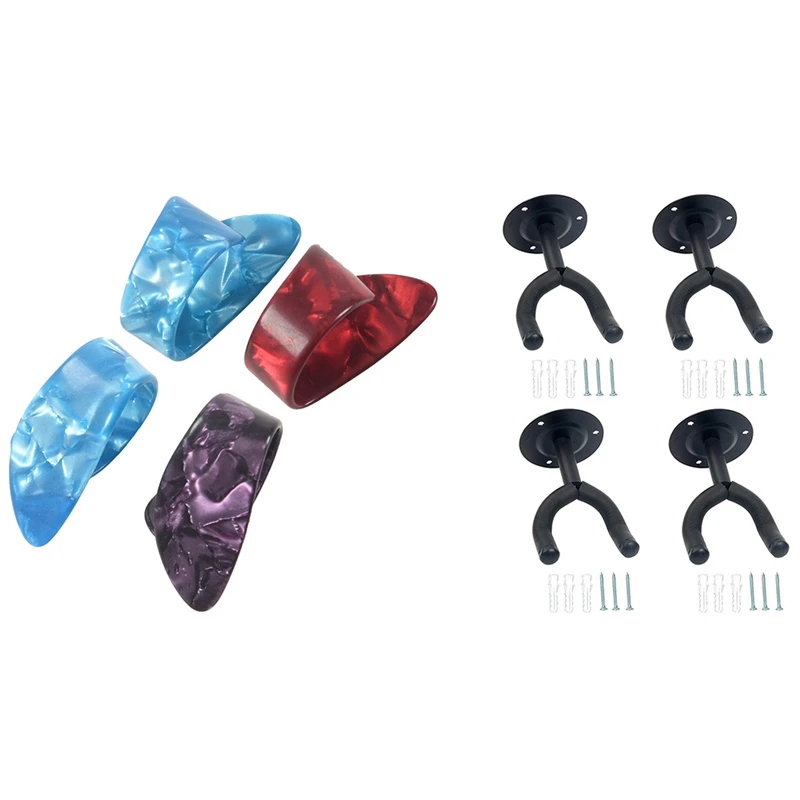 4 Pcs Celluloid Guitar Thumb Picks & 4 Pcs Guitar Hangers Hooks Holders Wall Mount Guitar Rack 
4 Pcs Celluloid Guitar Thumb Picks & 4 Pcs Guitar Hangers Hooks Holders Wall Mount Guitar Rack