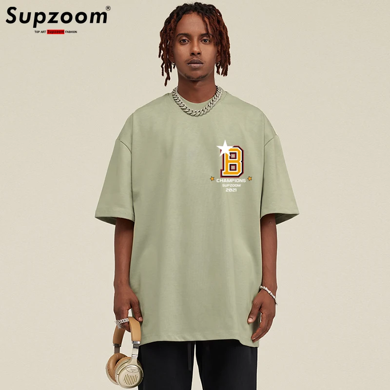 

Supzoom New Arrival Summer Top Fashion Printed Neutral Short O-neck Casual Hip Hop Heavy Texture Cotton Ins Loose Men Tshirt