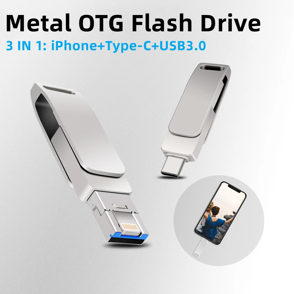 2023 New Free Custom Studio LOGO Metal Rotate Color OTG Flash Drive 3 IN 1 iPhone+Type-C+USB3.0 Interface 128GB 64GB 32GB 16GB
2023 New Free Custom Studio LOGO Metal Rotate Color OTG Flash Drive 3 IN 1 iPhone+Type-C+USB3.0 Interface 128GB 64GB 32GB 16GB