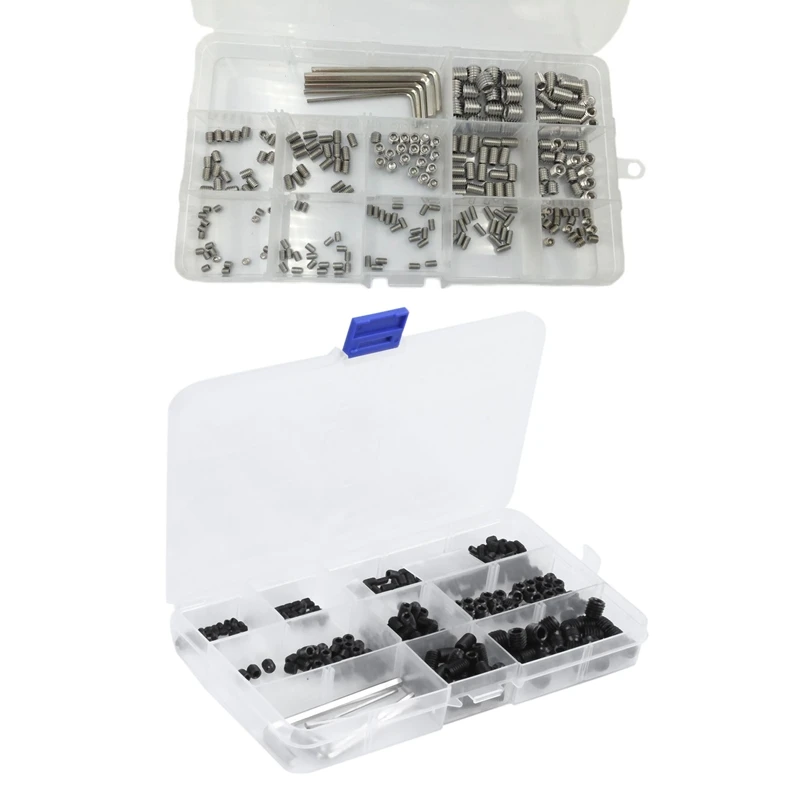 300Pcs M3 M4 M5 M6 M8 Hex Head Socket Hex Grub Screw Set Assortment Kit 12.9 Class Black Alloy Steel & 240Pcs M3 M4 M5 M6 M8 Met
300Pcs M3 M4 M5 M6 M8 Hex Head Socket Hex Grub Screw Set Assortment Kit 12.9 Class Black Alloy Steel & 240Pcs M3 M4 M5 M6 M8 Met