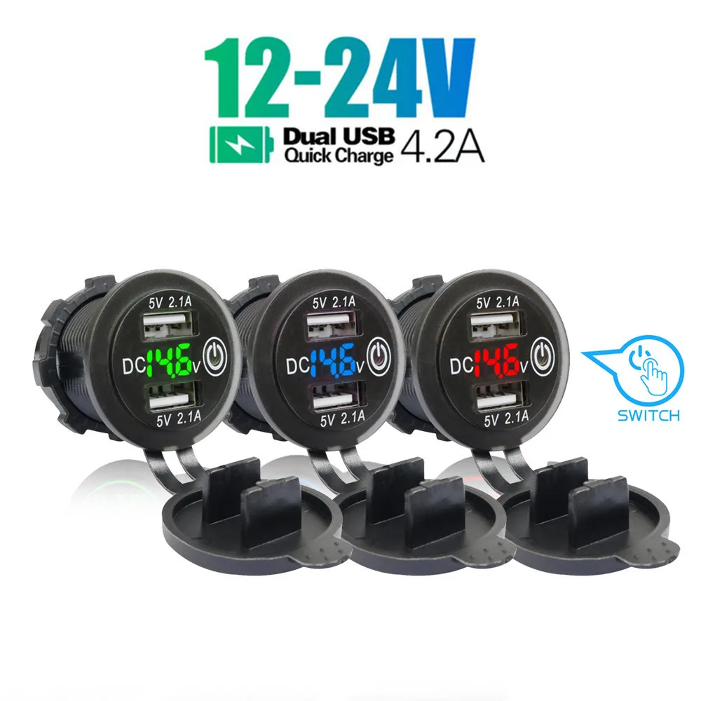 Dual USB Car Charger Quick Charge 4.2A Fast Charging Power Outlet With Switch for 12V-24V Motorcycle Truck Boat Adapter Sockets
Dual USB Car Charger Quick Charge 4.2A Fast Charging Power Outlet With Switch for 12V-24V Motorcycle Truck Boat Adapter Sockets