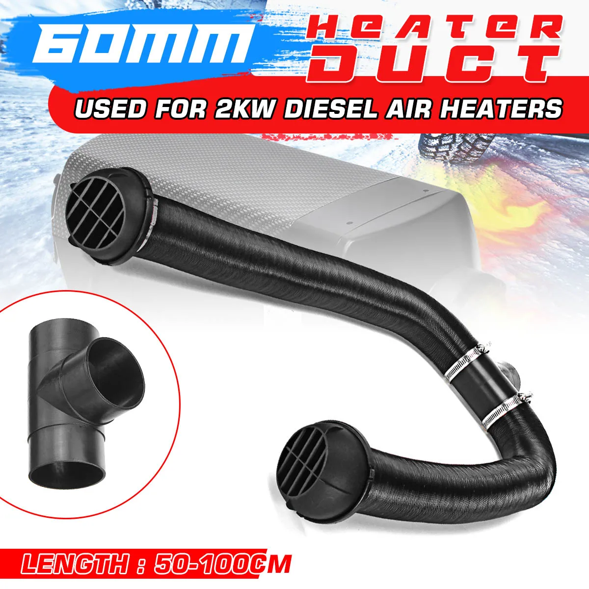 60mm Diameter 50-100cm Length Air Diesel Parking Heater Duct Pipe Tube Air Outlet Vent Hose For Webasto Eberspacher Car Camper
60mm Diameter 50-100cm Length Air Diesel Parking Heater Duct Pipe Tube Air Outlet Vent Hose For Webasto Eberspacher Car Camper
