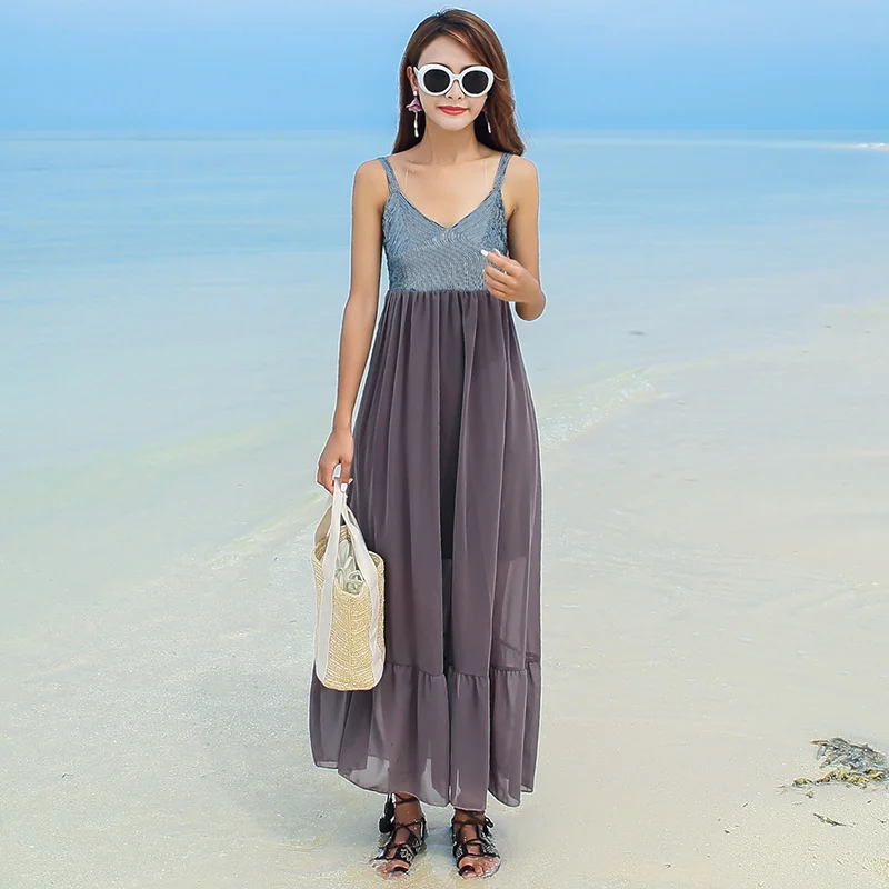 New women's summer suspender backless long dress chiffon dress bohemian long skirt beach holiday skirt
New women's summer suspender backless long dress chiffon dress bohemian long skirt beach holiday skirt