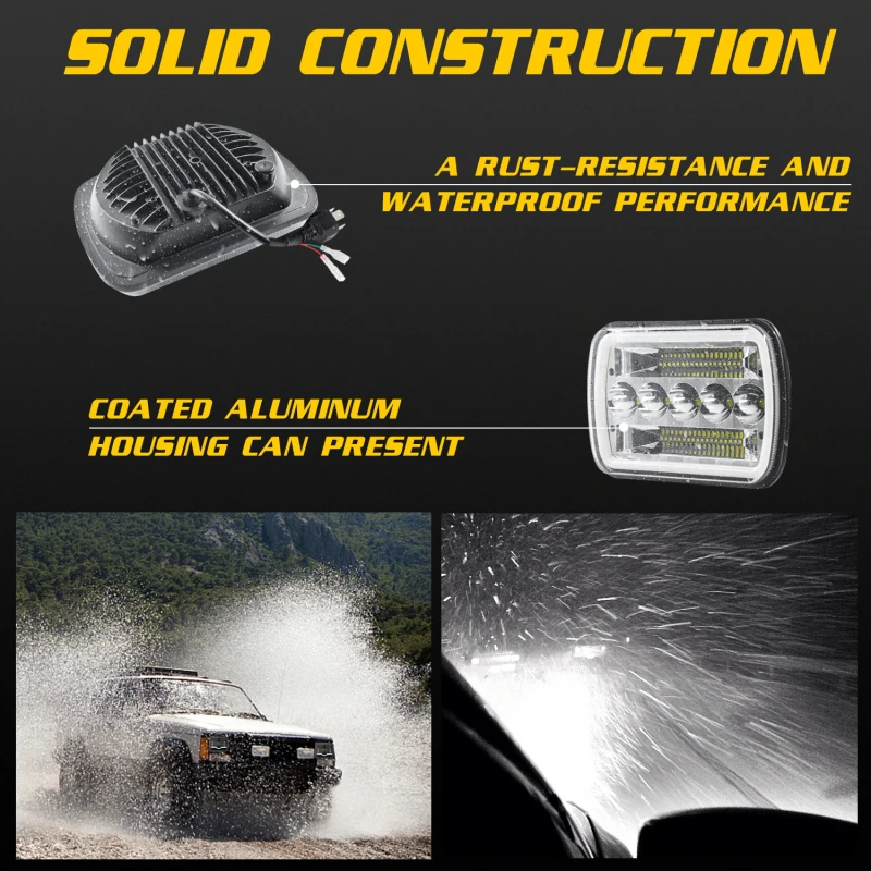 

Square Waterproof Led Headlight Dustproof Headlights Anti-fog Day Running Light Car Accessories 5x7" 7x6 Inch High Performance