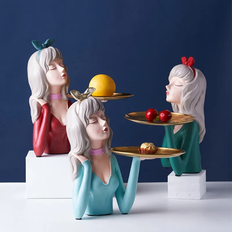Modern girl tray sculpture living room coffee table desktop snack storage porch key tray decoration home decoration accessories
Modern girl tray sculpture living room coffee table desktop snack storage porch key tray decoration home decoration accessories