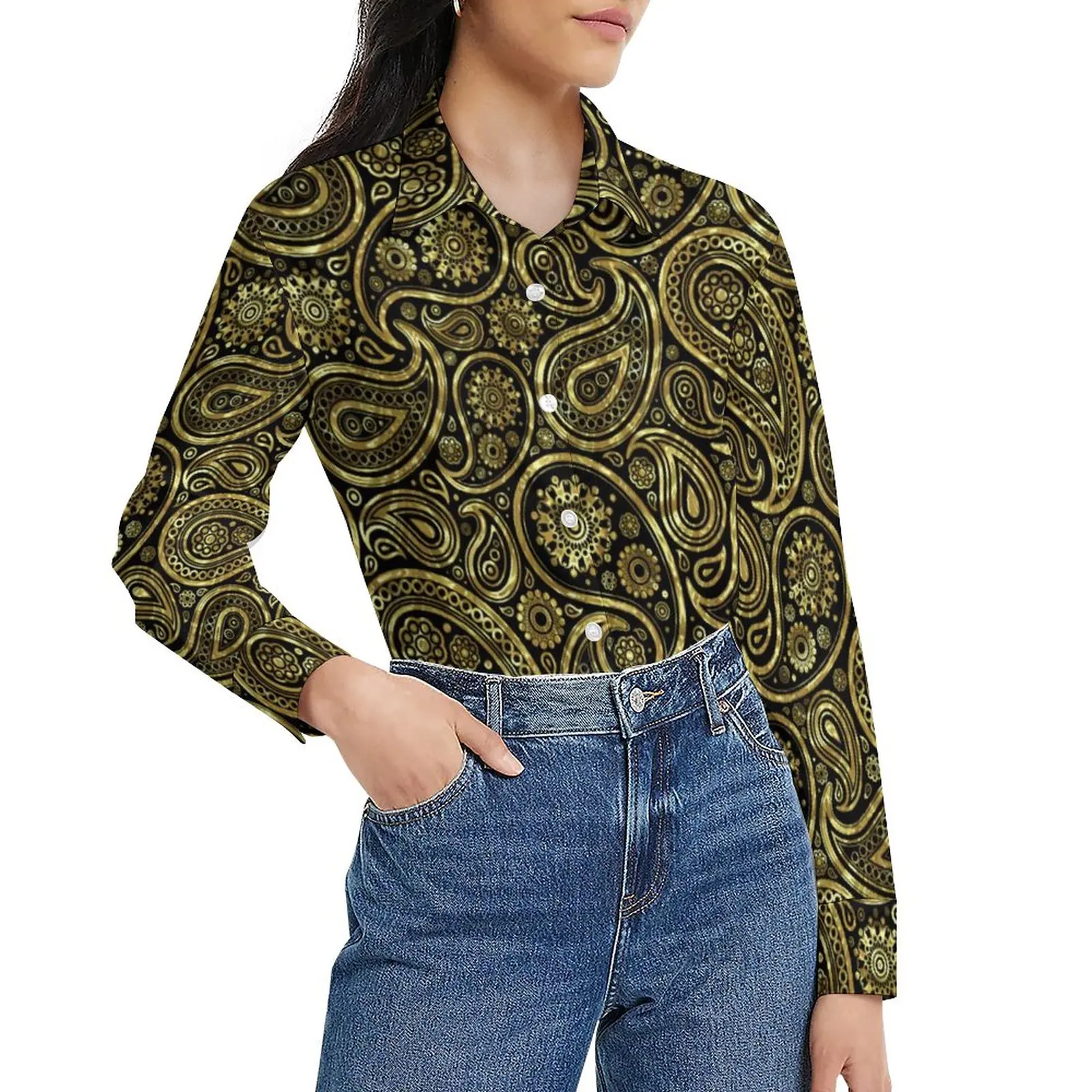 Vintage Paisley Loose Blouse Gold and Black Streetwear Oversize Blouses Female Long-Sleeve Retro Shirts Spring Graphic Clothes
Vintage Paisley Loose Blouse Gold and Black Streetwear Oversize Blouses Female Long-Sleeve Retro Shirts Spring Graphic Clothes