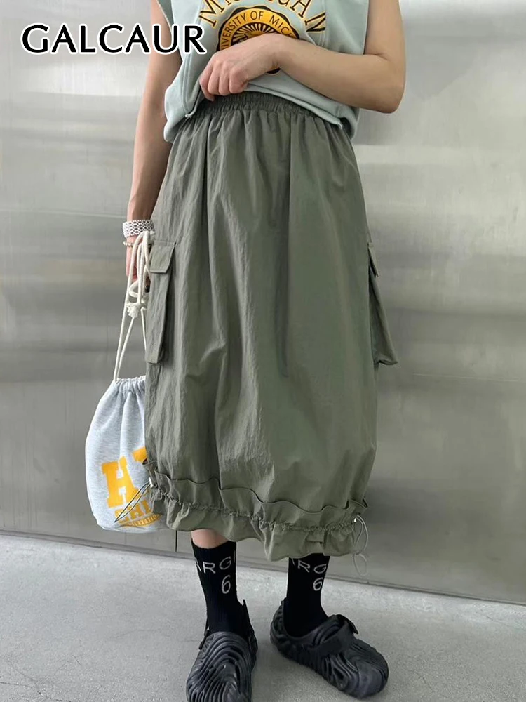 GALCAUR Korean Solid Skirts For Women High Waist Patchwork Pockets Hem Drawstring Fashion Loose Spring Midi Skirt Female 2023
GALCAUR Korean Solid Skirts For Women High Waist Patchwork Pockets Hem Drawstring Fashion Loose Spring Midi Skirt Female 2023