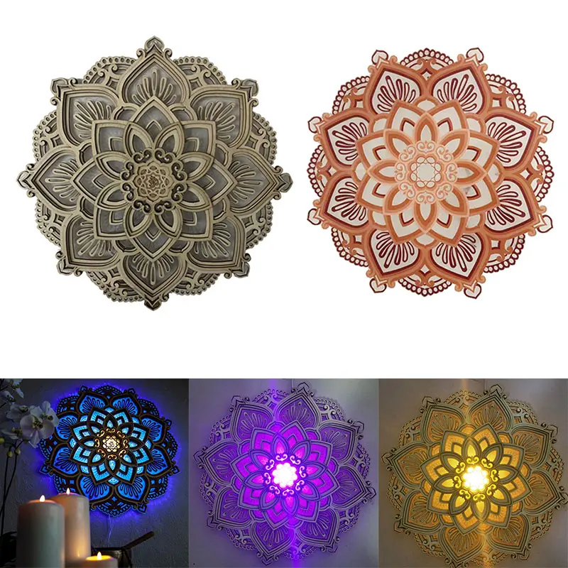 Creative Mandala Yoga Night Light Wooden Wall Hanging Carved Multilayered LED Lamp Home Bedroom Living Room Atmosphere Lighting
Creative Mandala Yoga Night Light Wooden Wall Hanging Carved Multilayered LED Lamp Home Bedroom Living Room Atmosphere Lighting