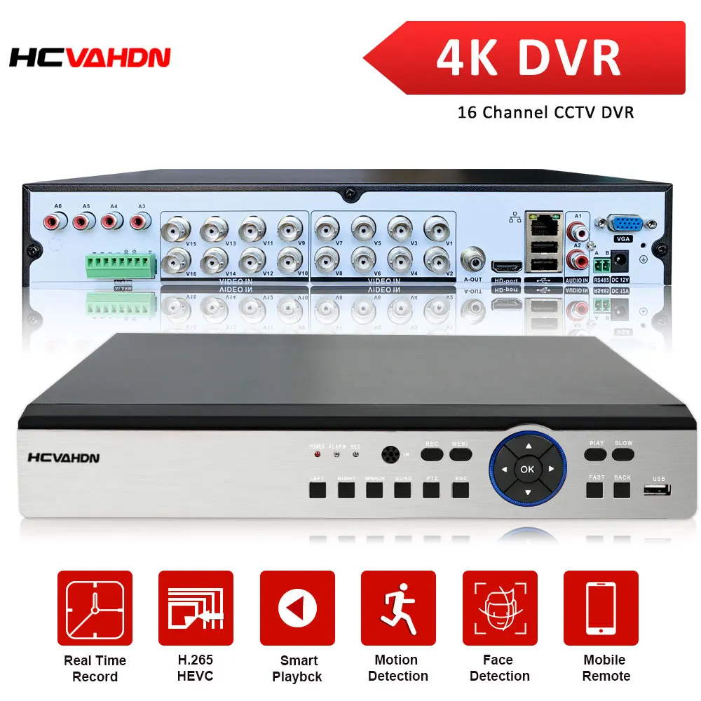 

H.265 4K 16CH AHD DVR XMEYE HVR 16 Channel 8MP Hybrid DVR NVR Security Surveillance Recorder P2P CCTV DVR Digital Video Recorder