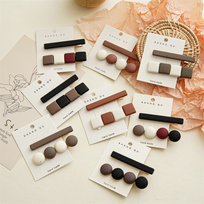 2Pcs/set Geometric Barrettes Beige Coffee Hair Clips Chic Round Squre Hairclips Vintage Clip DIY Styling Tools Hairpins Headwear
2Pcs/set Geometric Barrettes Beige Coffee Hair Clips Chic Round Squre Hairclips Vintage Clip DIY Styling Tools Hairpins Headwear