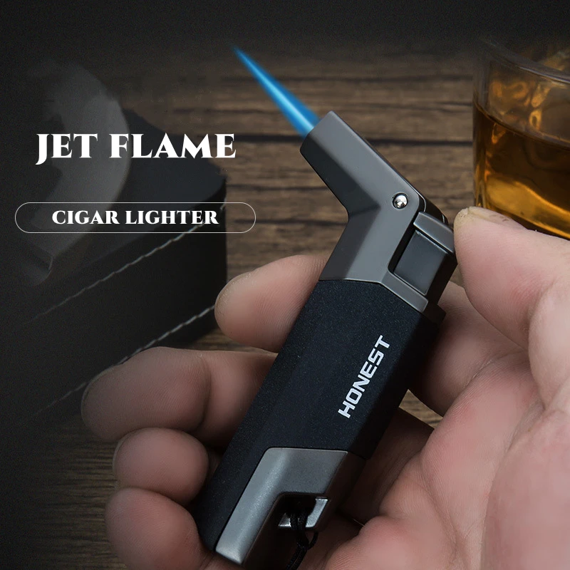 

Honest Portable Mini Cigar Lighter Windproof Jet Flame Tobacco Pipe Butane Gas Torch Lighters Smoking Accessories Gift for Men
