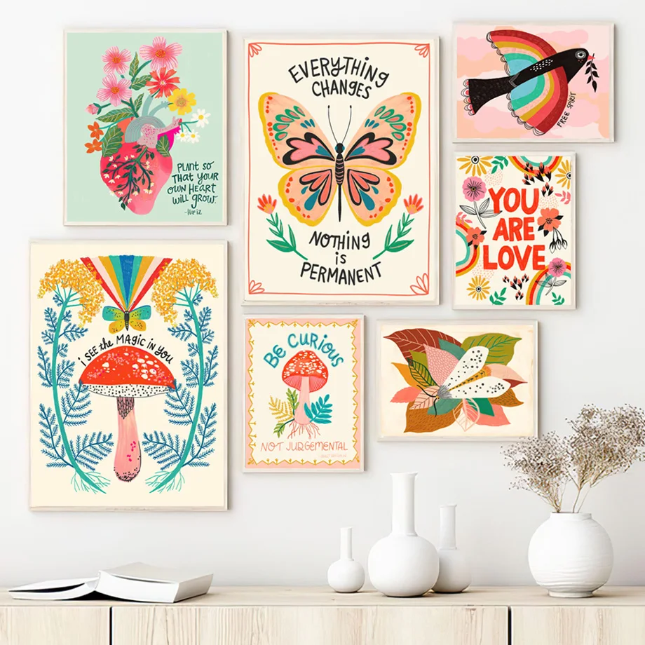 Mushroom Butterfly Inspirational Quote Boho Nursery Wall Art Picture Canvas Painting Nordic Posters And Prints Living Room Decor
Mushroom Butterfly Inspirational Quote Boho Nursery Wall Art Picture Canvas Painting Nordic Posters And Prints Living Room Decor