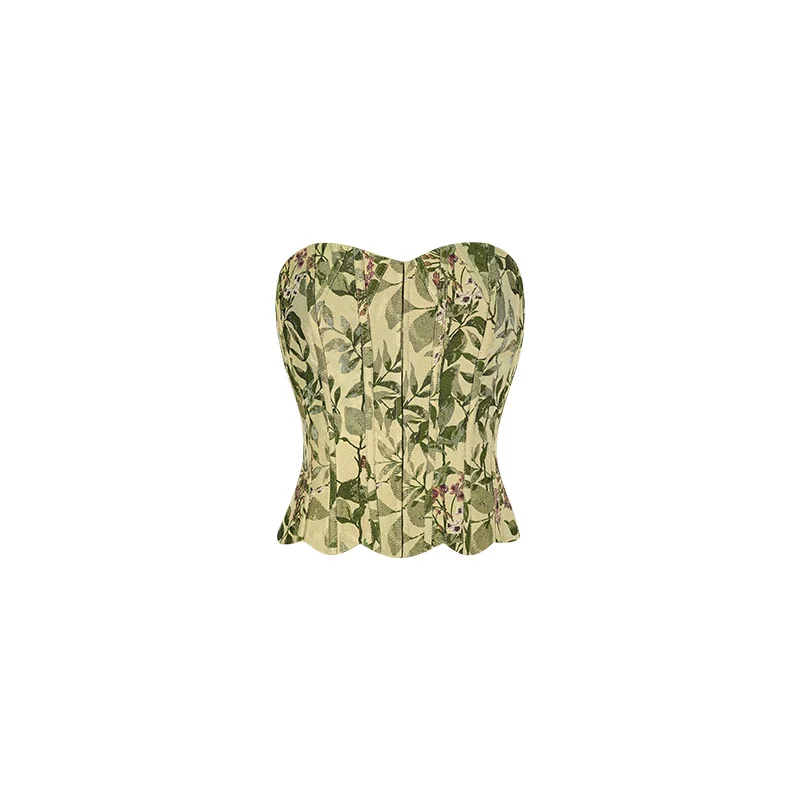 Fishbone Small Floral Strapless Beauty Back Summer Thin Outer Wear Wrapped Chest Strapless Inner Wear Blouse Women 
Fishbone Small Floral Strapless Beauty Back Summer Thin Outer Wear Wrapped Chest Strapless Inner Wear Blouse Women