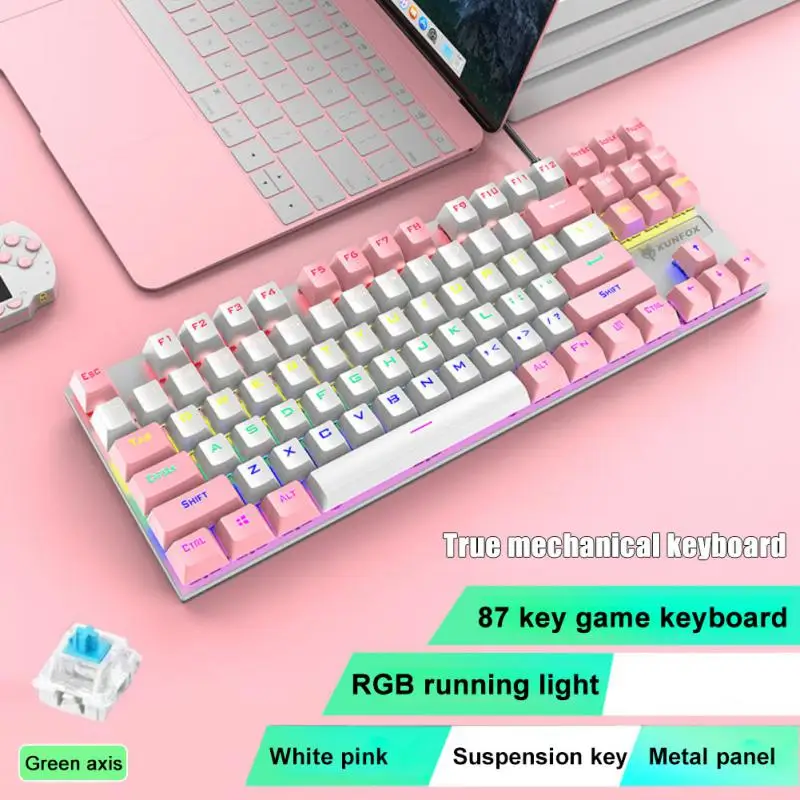 NEW Mechanical Keyboard Metal Cover 87 Axis Keys Mixed Color Light Colorful LED Effect Water Proof Electronic Gaming Keyboard
NEW Mechanical Keyboard Metal Cover 87 Axis Keys Mixed Color Light Colorful LED Effect Water Proof Electronic Gaming Keyboard