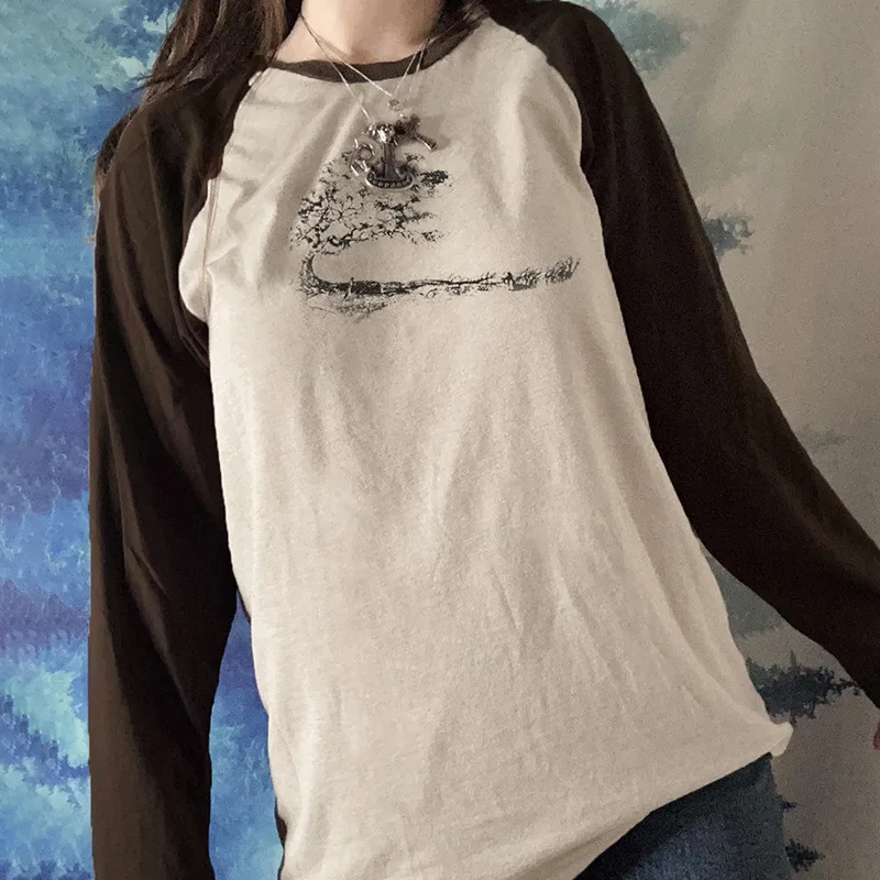 American Vintage Girly Painting Print Graphic T Shirts Base Contrast Crewneck T-shirt Autumn Loose Versatile Long-sleeved Top
American Vintage Girly Painting Print Graphic T Shirts Base Contrast Crewneck T-shirt Autumn Loose Versatile Long-sleeved Top
